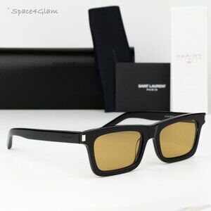 Saint Laurent Women Sunglasses Black Yellow Rectangle SL461 BETTY 008 BRAND NEW